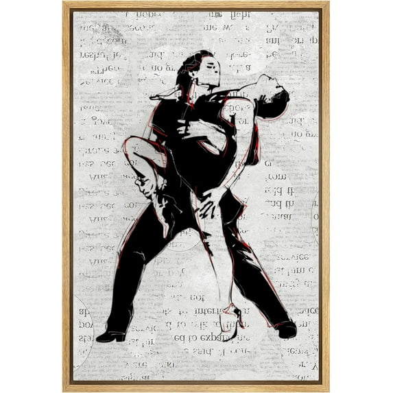 HFDF Canvas Prt Wall Art Dancg Duo on Newspaper Prt Dance Fashion Illustrations Modern Art Chic Portrait Expressive Multicolor Cool for Livg Room, Bedroom, Office - Natural 8x10inch Unframed