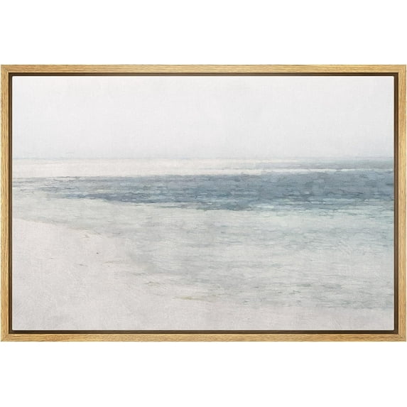 HFDF Canvas Prt Wall Art Misty Fog Ocean Wave Beach Nature Wilderness Illustrations Fe Art Decorative Farmhouse/Country Relax/Calm/Cozy Multicolor Zen for Bedroom - Natural 10x8inch Framed