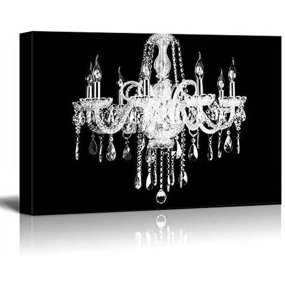 HFDF Canvas Prt Wall Art Ornate Black & White Chandelier Silhouette Decorative Lights Digital Art Modern Art Chic Multicolor for Livg Room, Bedroom, Office - 10x8inch Unframed