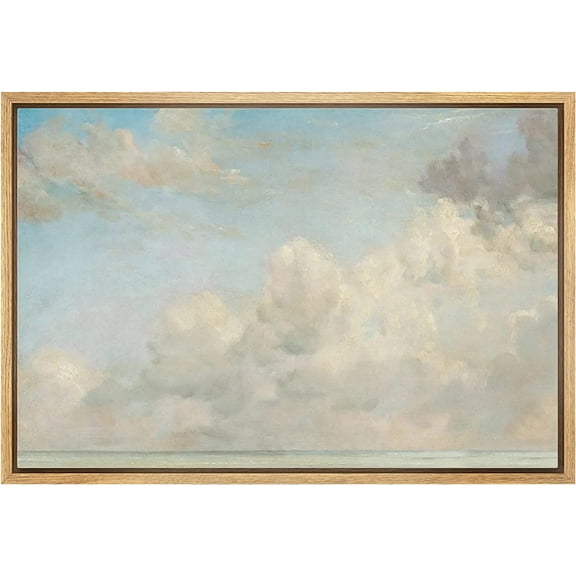 HFDF Canvas Prt Wall Art Pastel Blue Cloud Country Skyle Nature Wilderness Illustrations Realism Decorative Scenic Panoramic Earth for Livg Room, Bedroom, Office - Natural 10x8inch Unframed