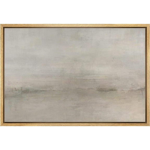 HFDF Canvas Prt Wall Art Pastel Gray Watercolor Sky Landscape Abstract Shapes Illustrations Modern Art Decorative Mimal Relax/Calm for Livg Room, Bedroom, Office - Natural 24x20inch Framed