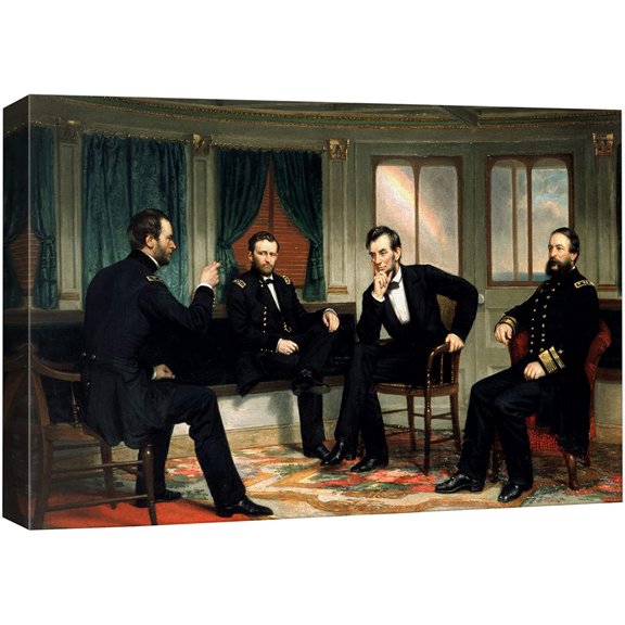 HFDF Canvas Prt Wall Art The Peacemakers by George Peter Healy Cultural People Oil Patg Fe Art Traditional Dramatic Multicolor Ultra for Livg Room, Bedroom, Office - 10x8inch Unframed