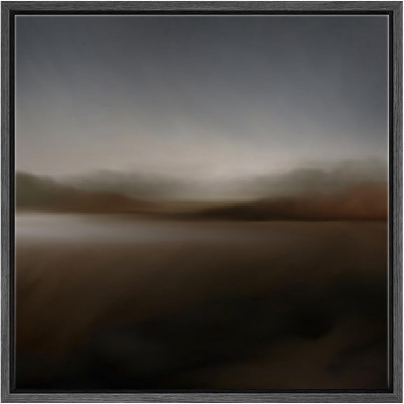 HFDF Canvas Prt Wall Art Serene Morng Landscape Subtle Tones Illustrations Rustic Zen for Livg Room, Bedroom, Office -Black 14x11inch Framed