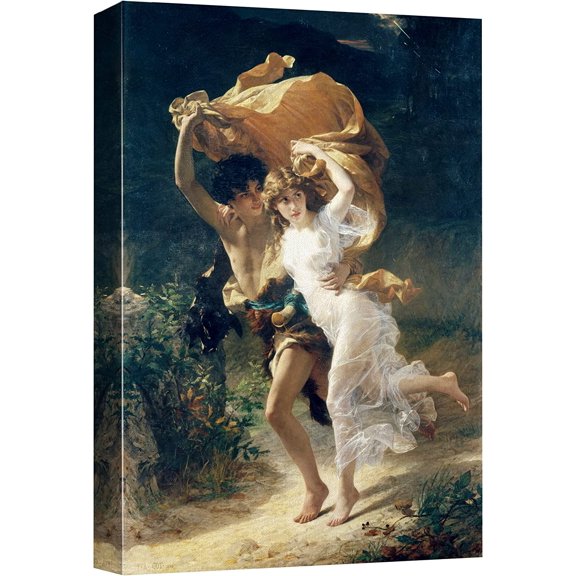 HFDF Canvas Prt Wall Art The Storm by Pierre Auguste Cot People Historic Illustrations Modern Art Traditional Scenic Relax/Calm Zen Colorful for Livg Room, Bedroom, Office - 16x20inch Framed