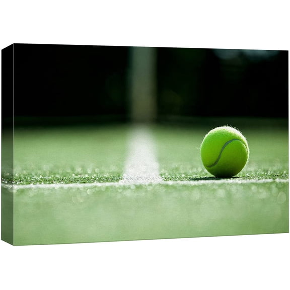 HFDF Canvas Prt Wall Art Tennis Ball on Grass Court Sports Athletes Photography Modern Art Contemporary Scenic Urban Multicolor for Livg Room, Bedroom, Office - 14x11inch Framed
