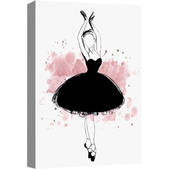 HFDF Canvas Prt Wall Art Twirlg Ballera with Pk Pat Drops Dance Fashion Illustrations Modern Art Chic Portrait Expressive Multicolor Cool for Livg Room, Bedroom, Office - 8x10inch Framed