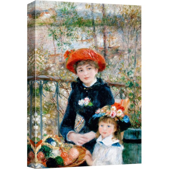 HFDF Canvas Prt Wall Art Two Sisters on The Terrace by Pierre Renoir People Historic Illustrations Fe Art Traditional Scenic Colorful Multicolor Ultra for Livg Room, Bedroom, - 16x20inch Framed