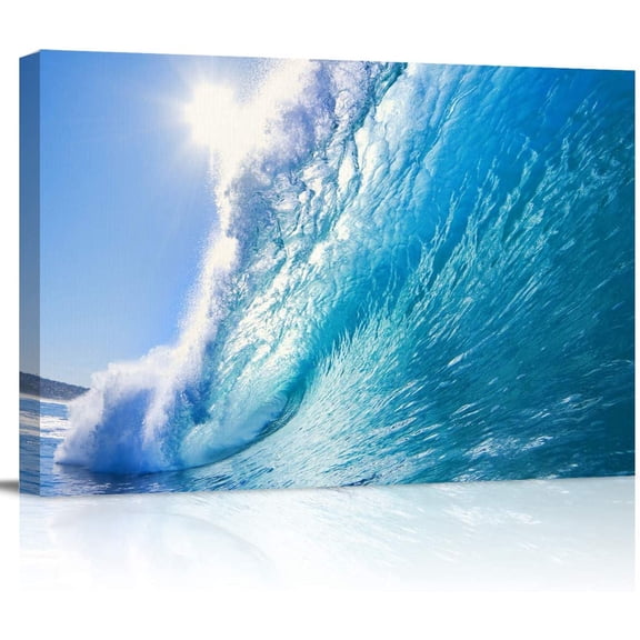 HFDF Canvas Wall Art A Big Wave The Pacific Ocean Modern Wall Decor Gallery Canvas Wraps Giclee Print Stretched and Ready to Hang - 14x11inch Framed