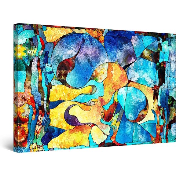 HFDF Canvas Wall Art Abstract - FACE Angelique Patg - Large Artwork Prt for Livg Room Day & Night Effect - Modern Decor, Vivid Color Prt, Elegant Gift Idea Unique 16x12inch Framed