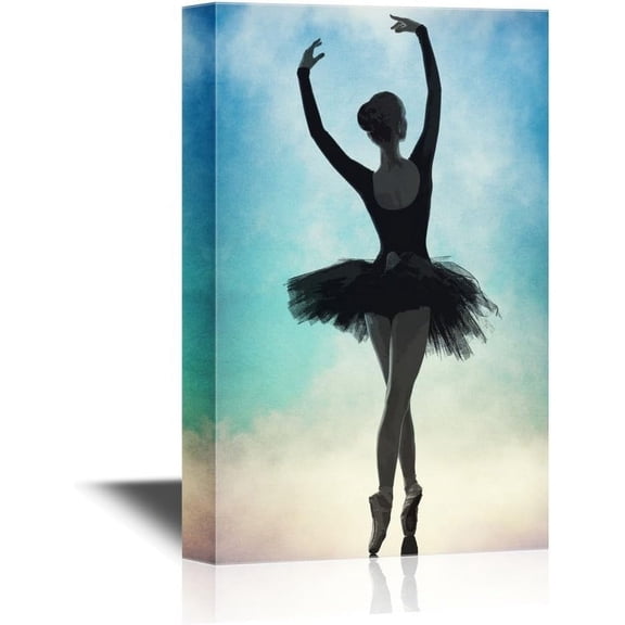 HFDF Canvas Wall Art Back View of a Ballet Dancer Gallery Wrap Modern Home Art | Ready to Hang 16x20inch Framed