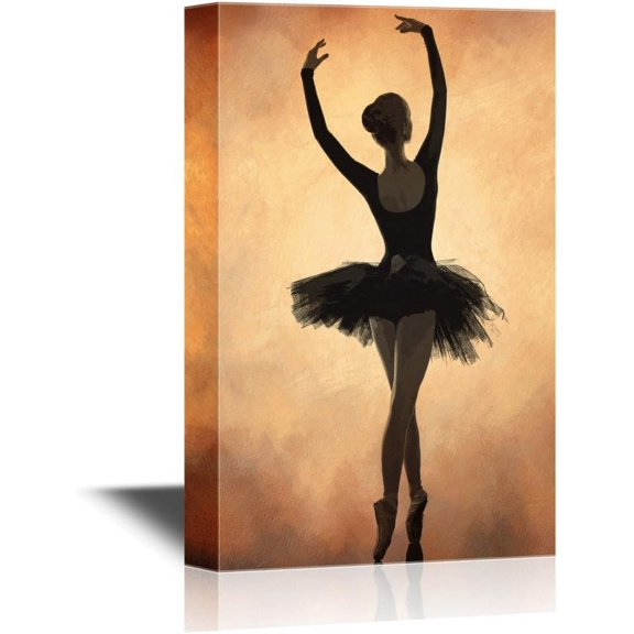 HFDF Canvas Wall Art Back of a Ballet Dancer Gallery Wrap Modern Home Art | Ready to Hang 12x16inch Framed