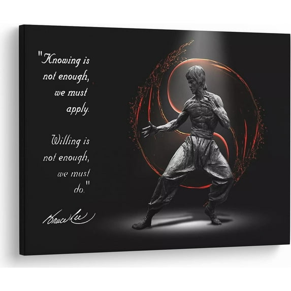 HFDF Canvas Wall Art for Bruce Lee Quotes Positive Wall Decor Office Motivational Poster Prts Sports Picture Artwork Work spirational Wall Art for Boys Room Gym Decoration - 10x8inch Unframed