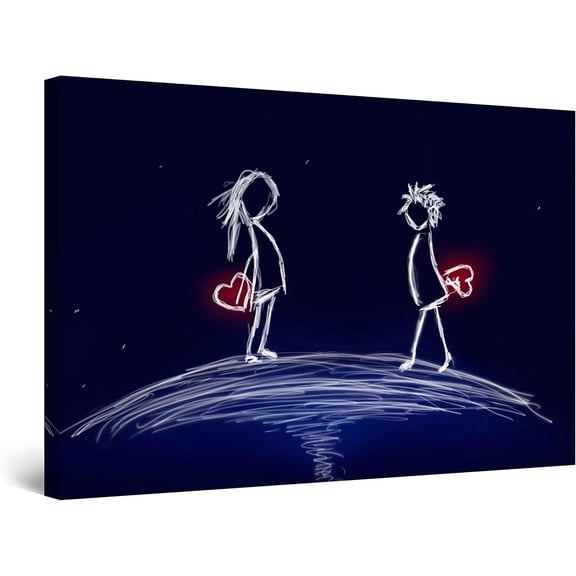 HFDF Canvas Wall Art - Heart offer of Love, Purity Patg for Livg Room Large Picture Day & Night Effect - Modern Home Decor, Vivid Color Prt, Elegant Gift Idea 24x20inch Framed