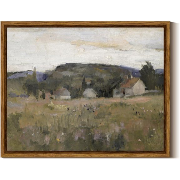 HFDF Canvas Wall Art Landscape Deocr, Canvas Art Wall Decor, Abstract Serene Countryside Scene Wall Prts, Mid Century Modern Decor for Livg Room Bedroom Office 24x20inch Framed