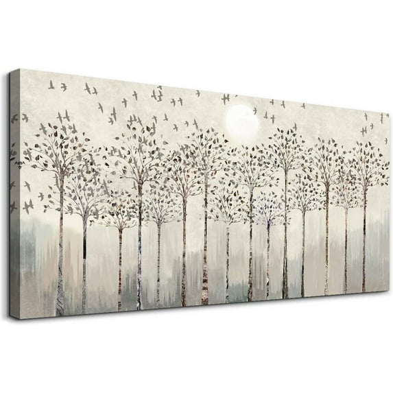 HFDF Canvas Wall Art for Living Room Trees and Birds Abstract Paintings kitchen Wall Decor Office Canvas Prints Artworks Pictures Wall Decorations for,Large Fashion Modern Decoration 24x20inch Framed