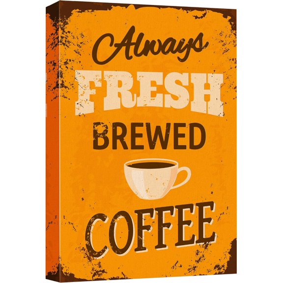 HFDF Canvas Wall Art Vintage Poster Style Coffee Art Giclee Print Gallery Wrap Modern Home Art Ready to Hang 16x20inch Framed