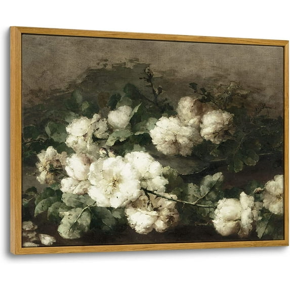 HFDF Canvas Wall Art Vtage Decor, Canvas Wall Art for Livg Room Bedroom Office Bathroom Picture, Vtage Flower Botanical Oil Patg Prts, Home Office Desk Decor, 20x16inch Framed