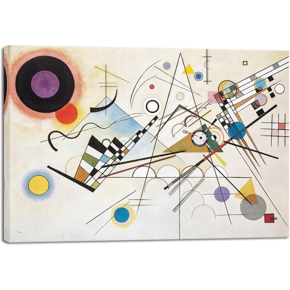 HFDF Canvas Wall Art Wassily Kandsky Composition Viii Picture Prt of Famous Patgs Canvas Prts Abstract Wall Art for Livg Room Home Decor and Wall Decorations 16x12inch Framed
