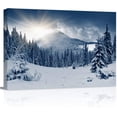 thumbnail image 1 of HFDF Canvas Wall Art Winter Mountain Snow Covered Trees Pictures Modern Wall Decor Gallery Canvas Wraps Giclee Print Stretched and Ready to Hang 20x16inch Framed, 1 of 6