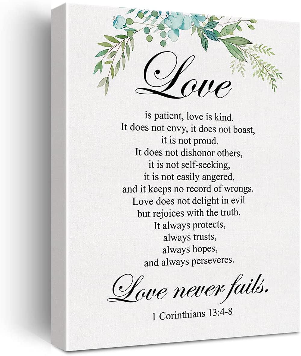 HFDF Christian Canvas Wall Art Love is Patient Love is Kind 1 ...