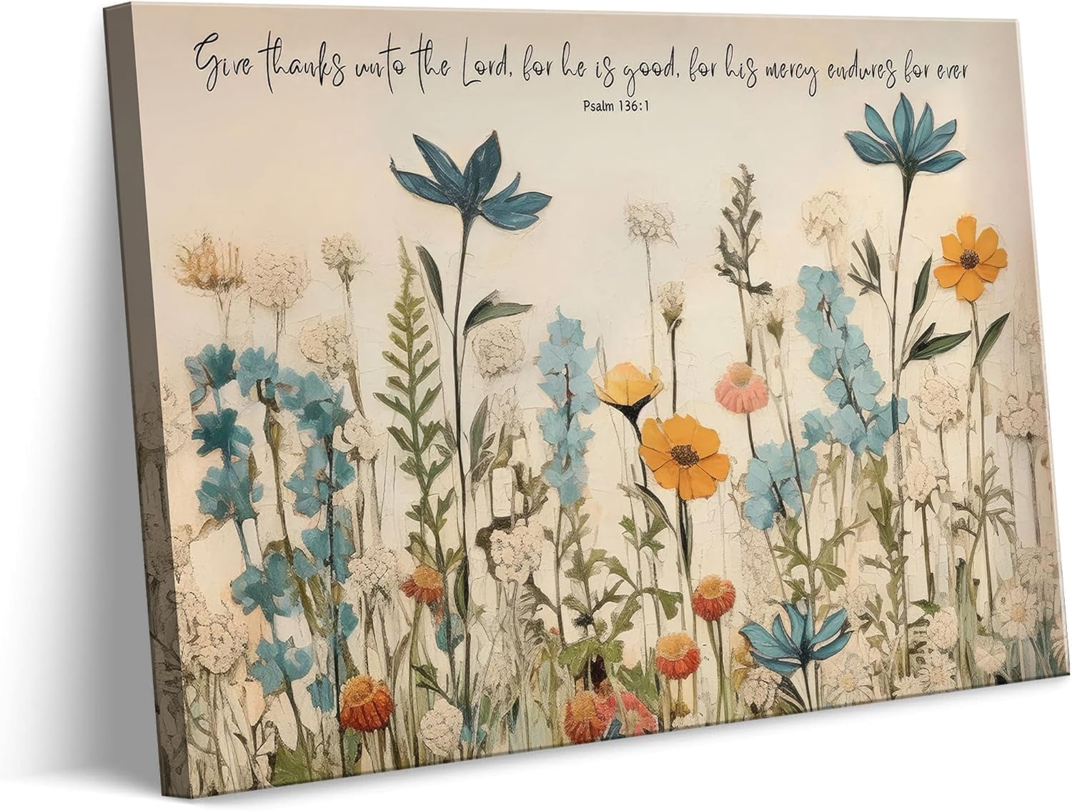 HFDF Christian Floral Scripture Canvas Wall Art Wildflower Bible Verse ...