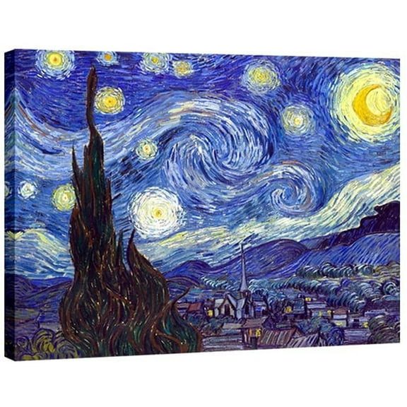 HFDF Classic Abstract Giclee Canvas Prts Wall Art for Livg Room Home Office Decor Large Starry Night by Van Gogh Famous Artwork Modern Stretched Landscape Pictures 10x8inch Framed