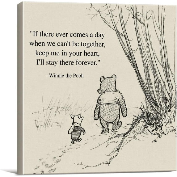 HFDF Classic Winnie the Pooh Quote Wall Art Decor Retro If There Ever Comes a Day Sayings Canvas Painting Pictures Print Sign Artwork Ready to Hang 10x8inch Framed