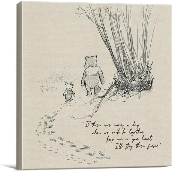 HFDF Classic Winnie the Pooh Wall Art Decor If There Ever Comes a Day Quote Canvas Painting Pictures Print Sign Artwork Ready to Hang for Home Nursery 16x12inch Framed