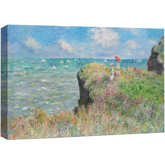 HFDF Claude Monet Cliff Walk at Pourville Impressionist Modern Art Canvas Art Home Art 24x16inch Framed
