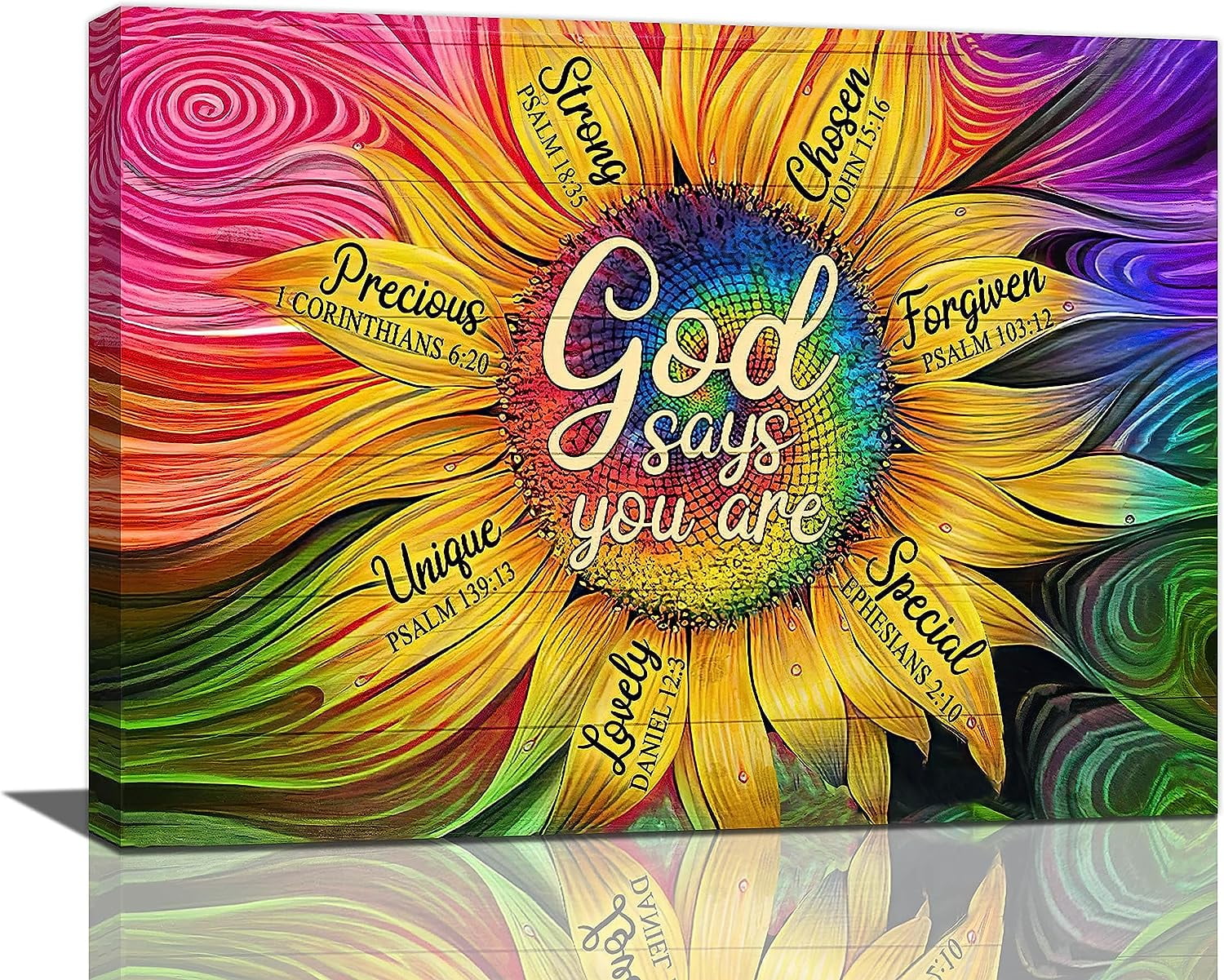 HFDF Colorful Farmhouse Sunflower Decor Wall Art Modern God Says You ...