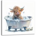 thumbnail image 1 of HFDF Cow Pictures Wall Decor Highland Cow Bathroom Decor, Funny Highland Cow Wall Art Print, Cow Bathtub Poster, Funny Animal Artwork for Bedroom 24x16inch Framed, 1 of 7
