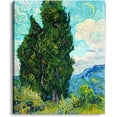 thumbnail image 1 of HFDF Cypress Tree and Crescent, Van Gogh Art Reproduction, Giclee Print Canvas Oversized Wall Art for Home Decor, 12x18inch Framed, 1 of 6