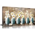thumbnail image 1 of HFDF Daisy Flowers Canvas Wall-Art for Livg Room - Flowers Picture Wall Art for Bedroom - spirational Gifts for Women Ready to Hang 16x12inch Framed, 1 of 5