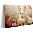 thumbnail image 1 of HFDF Easter Canvas Wall Art Decor Painting Adorable Bunny Flowers Picture Poster Print, Animals Art, Farmhouse Vintage Rabbit Artwork Picture Wall Decor, Spring Easter Decoration 14x11inch Framed, 1 of 7