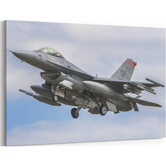 HFDF F-16 Fighter Airplane Canvas Wall Art Prts F-16 Fightg Falcon Fighter Jet Poster Aviation Wall Art Decor U.S Air Force Picture Artwork Military Plane for Men Boys Room - es 10x8inch Framed