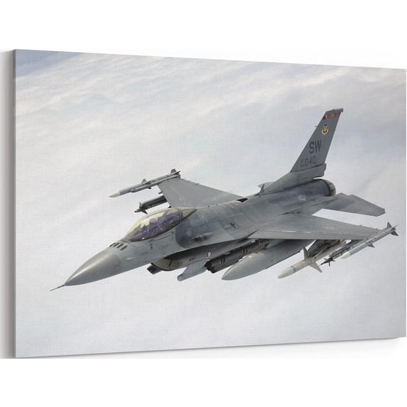 HFDF F-16 Fightg Falcon Airplane Canvas Wall Art Prts F-16 Fighter Jet Poster Aviation Wall Art Decor U.S Air Force Picture Artwork Military Plane Decoration for Men Boys Room - es 24x16inch Framed