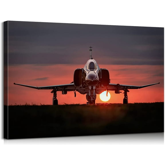HFDF F-4 Phantom Wall Art Canvas with ner Wooden - Airplane Decor, Aviation & Military Posters for Home & Office decor - Lightweight & Easy to Hanges 14x11inch Framed