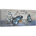 thumbnail image 1 of HFDF Farmhouse Blue Butterfly Flower Decor Large Wall Art Vintage Rustic Country Butterfly Just Breathe Pictures Wall Decor Canvas Painting Prints Artwork Decorations for Living Room 24x20inch Framed, 1 of 6