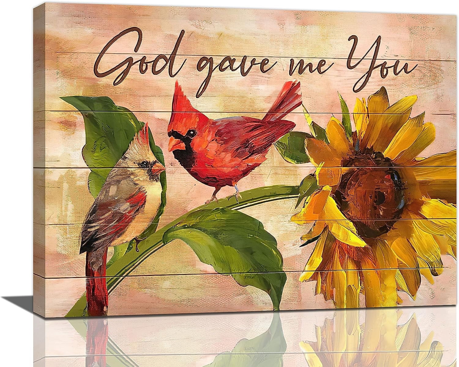 HFDF Farmhouse Cardinal Sunflower Decor Wall Art Rustic Country Flower ...