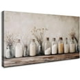 thumbnail image 1 of HFDF Farmhouse Kitchen Canvas Wall Art Rustic Country Mason Jars Spices Still Life Painting Vintage Country Wall Art Decor Poster Print for Dining Room Cottage Decor 16x12inch Framed, 1 of 7