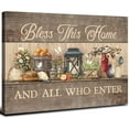 thumbnail image 1 of HFDF Farmhouse Kitchen Wall Decor Bless This Wall Art Country Daisy Flower Butterfly Bread Food Pictures Canvas Artworkspirational Poster Prints Tableware Dining Room Decorations 18x12inch Framed, 1 of 6