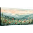 thumbnail image 1 of HFDF Floral Landscape Canvas Wall Art 30 x 58 Poppies Mountain Valley Home Decor Art Prints for Living Room Bedroom Office Ready to Hang 18x12inch Framed, 1 of 6