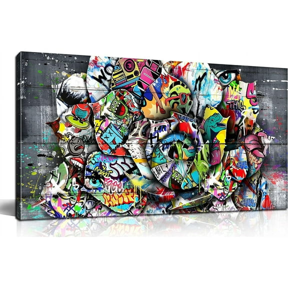 HFDF Floral Wall-Decor - Banksy Canvas Wall Decor - Graffiti Wall Art for Livg Room Ready To Hang 10x8inch Framed