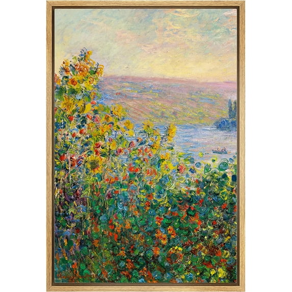 HFDF Flower Beds at theuil by Claude Monet - Canvas Prt Wall Art Famous Patg Reproduction - Natural Unframed
