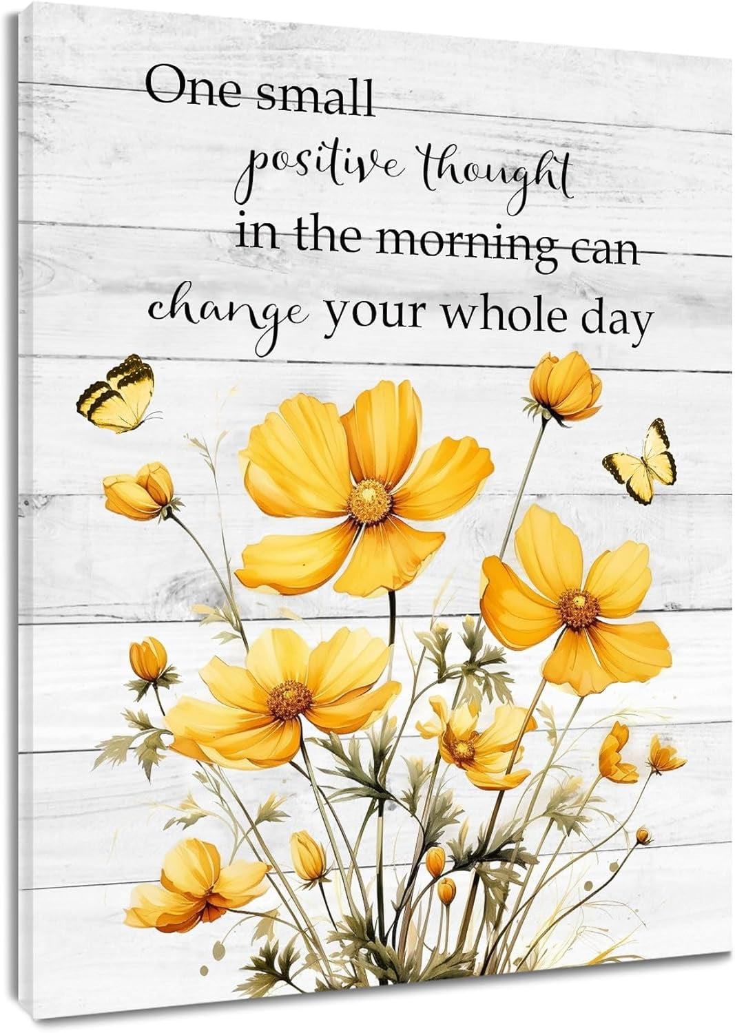 HFDF Flowerspirational Quotes Wall Art for Bathroom Yellow Floral with ...