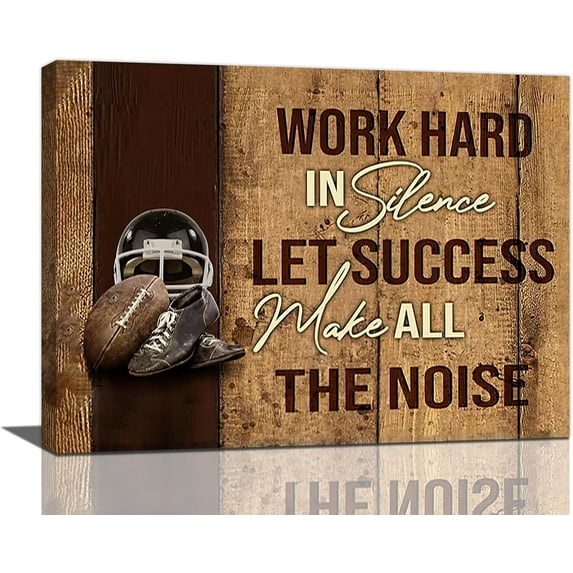 HFDF Football Wall Art Excitation Sports Wall Decorspirational Quotes Pictures Canvas Print Painting Artwork Home Decorations for Football Player Bathroom Bedroom Living Room 14x11inch Framed