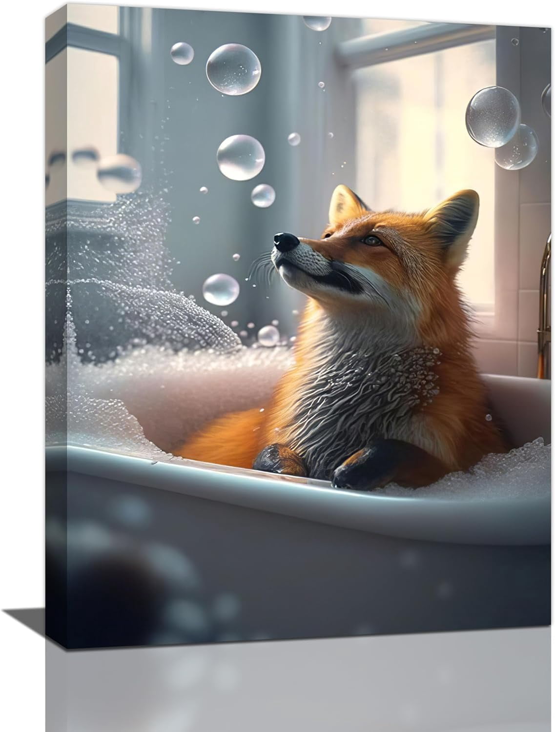 HFDF Fox Bathroom Wall Art Cute Fox Bathtub Bathroom Pictures Wall ...