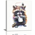 thumbnail image 1 of HFDF Funny Bathroom Wall Art Raccoon Toilet Paper Wall Decor Colorful Raccoon Pictures Cute Animal Canvas Print Painting Artwork for Toilet Washroom Bedroom 20x24inch Framed, 1 of 6