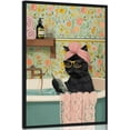 thumbnail image 1 of HFDF Funny Black Cat Bathroom Canvas Wall Art Cute cat Bathroom Paintings Pictures Wall Decor Eclectic Aesthetic Poster Printings for Toilet Home Decoration 16x24inch Framed, 1 of 6