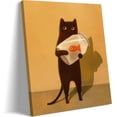 thumbnail image 1 of HFDF Funny Black Cat Wall Art, Abstract Black Cat and Fish Canvas Poster Prt Picture, Cute Animal Wall Decor, Perfect for Cat Lovers for Bathroom Livg Room Bedroom Kids Room 16x20inch Framed, 1 of 6